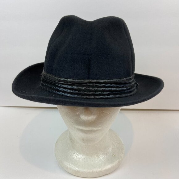 Vintage Tonar Wool Felt Fedora Hat Czechoslovakia Navy Blue main image 4